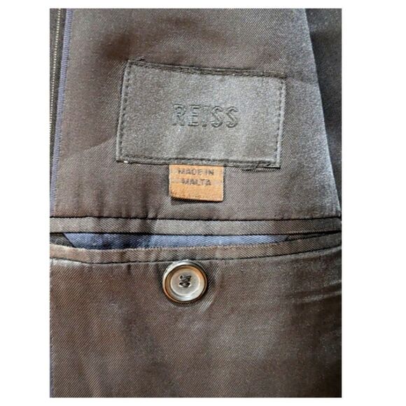 REISS Men's Black Pinstripe Wool & Mohair Blend Single Button Blazer Size 42 - Picture 4 of 8